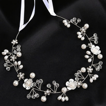 跨境热销新娘饰品花朵手工串珠头带水晶珍珠发带婚纱女童头饰发饰