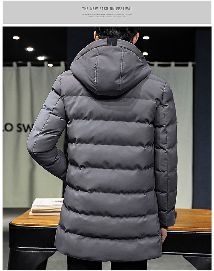 Hooded Thickened Cotton-padded Men's Medium And Long Cotton-padded Jacket Men's Large_viptrois.com