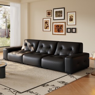 Leather Sofa Three Person Combination Small Apartment Living Room Sofa New Leather Sofa
