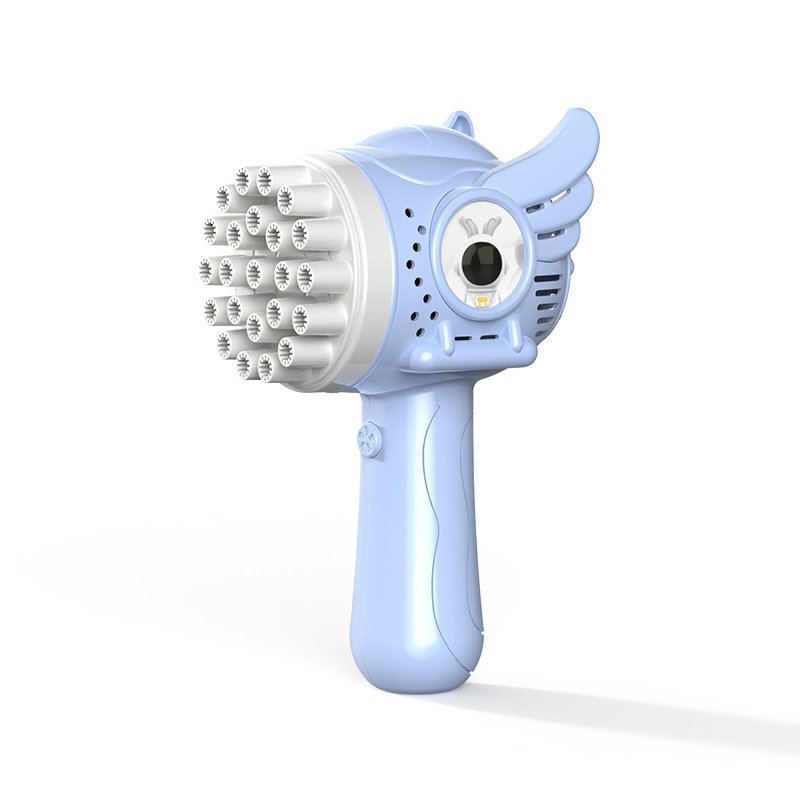 Angel Rabbit Red de 23 agujeros Máquina de burbujas de juguete Pistola de burbujas eléctrica para niños Máquina de soplado de burbujas Suministro directo de regalos para niños y niñas