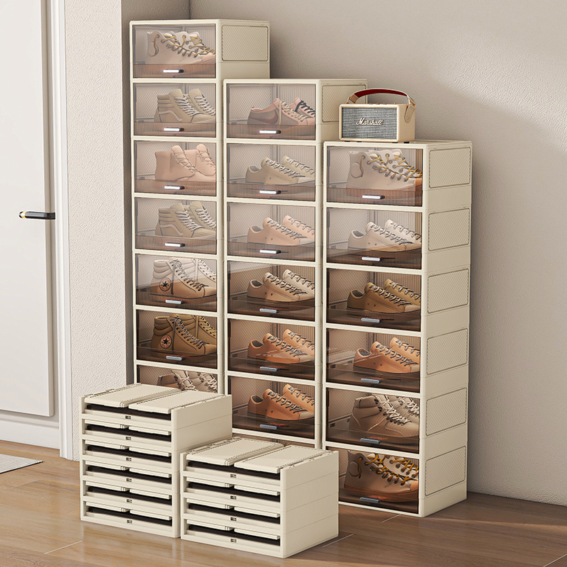 Transparent Folding Flip Cover Front Opening Storage Box Multifunctional Storage Box Snacks Sundries Clothes Storage Cabinet Shoe Box