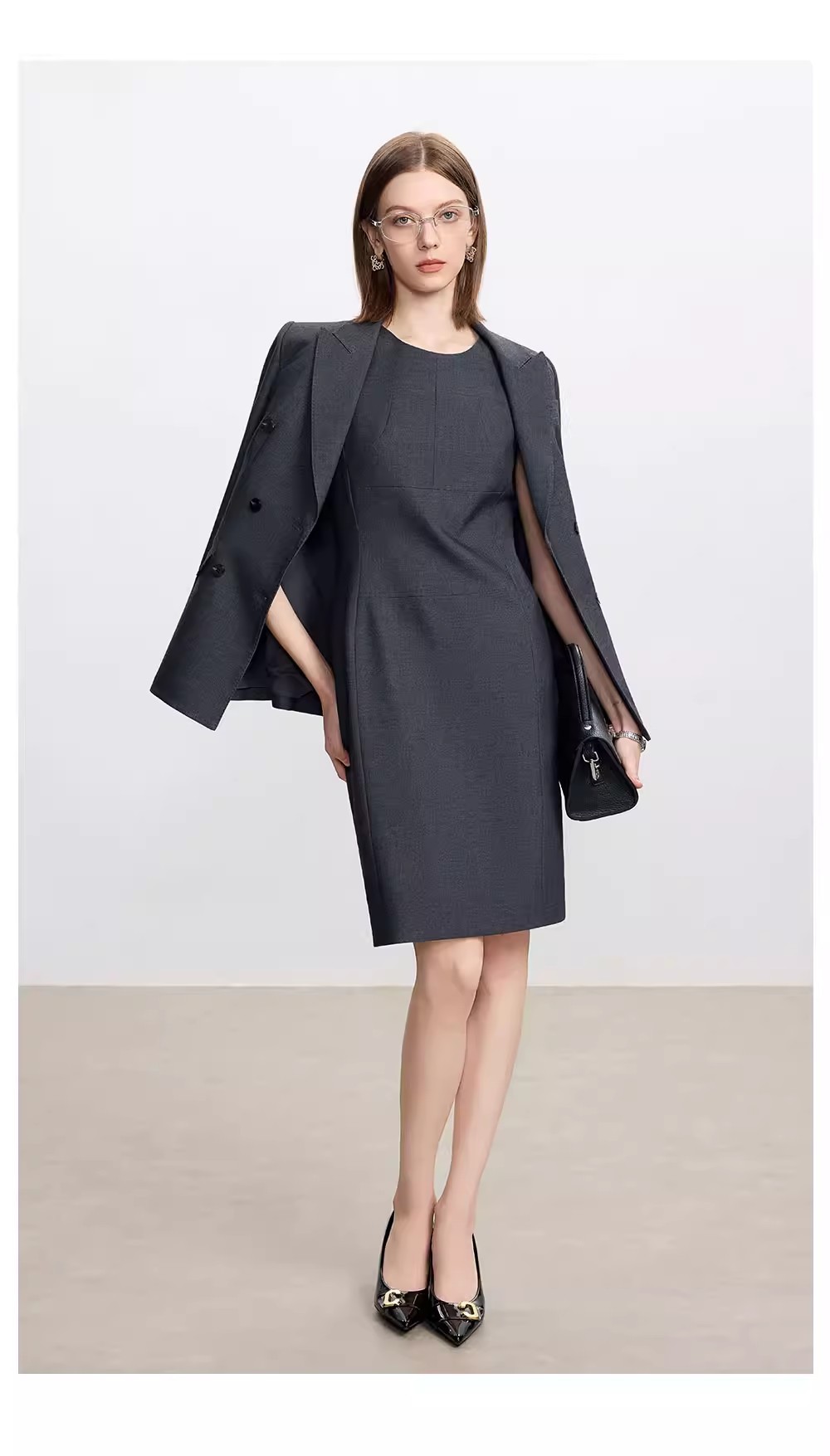 Carbon gray suit + dress