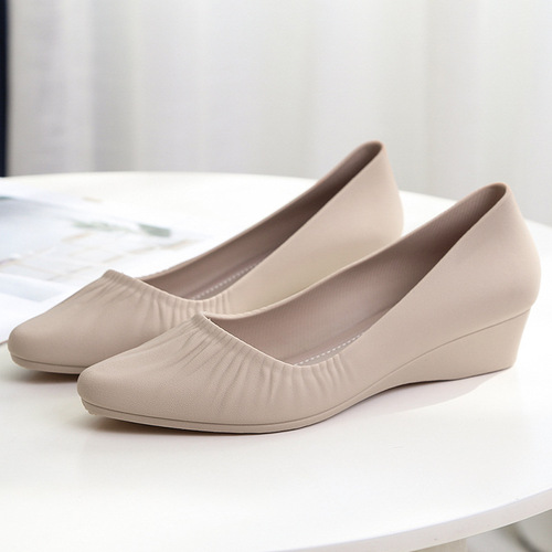 Shallow mouth Baotou sandals for women summer ins trendy outerwear Internet celebrity wedge single shoes medium heel fashion beach non-slip casual