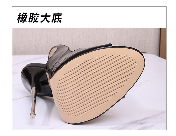 Dép sandal nữ cao gót mũi cá tính gót mảnh 16 cm phong cách Âu Mỹ — Màu đen, Màu đỏ, Đỏ đào chi tiết 8