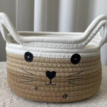 Control remoto transfronterizo para gatos, hilo de algodón, cesta de almacenamiento de escritorio tejida, cesta de almacenamiento de llaves, cesta de acabado de artículos diversos, cesta redonda