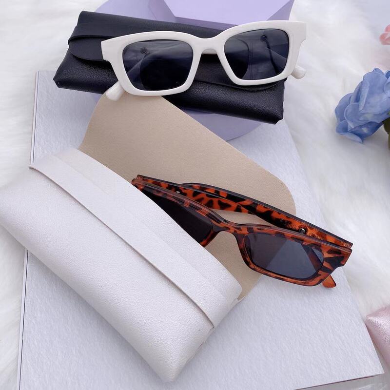 Leather Mirror Box Flat Mirror Zipper Box Myopia Glasses Presbyopic Glasses Box Fashion Sunglasses Bag Box Wholesale