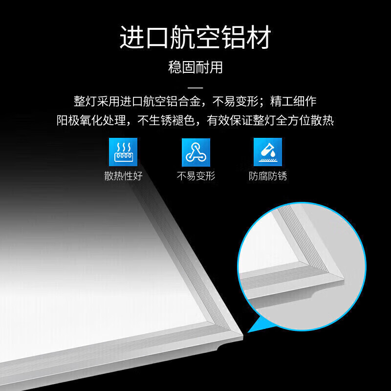 NVC 照明一体型天井 LED フルスペクトル埋め込みアルミバックルボードキッチン浴室天井フラットパネルライト|undefined