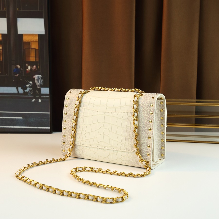 High-end Small Square Handbag With Lace Trim And Lock Clasp_voghion.com