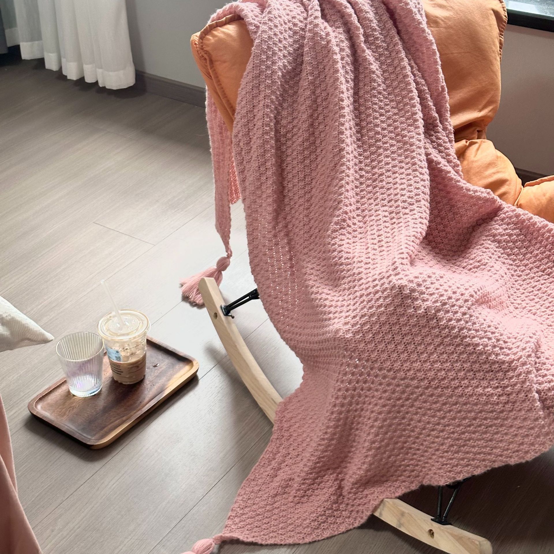 Nórdico minimalista aire acondicionado mantas sofá mantas de oficina siesta mantas bordilla bola de punto lana ocio