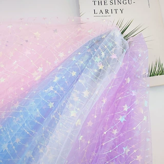 厂家直供幻彩链条星网眼布儿童公主裙装饰网纱布镂空烫金服装面料