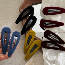 质感金丝绒布艺水滴BB夹碎发刘海夹 韩版新款彩色少女发夹边夹