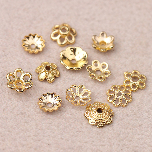 Gold bead hollow tori diy handmade jewelry crystal pearl bracelet necklace spacer loose bead accessories materials wholesale