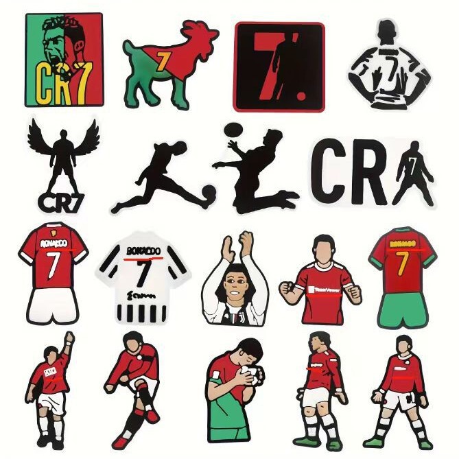 Ronaldo Cave Shoes Shoe Flower Football Series Shoe Buckle Diy Accessories Removable Decorative Buckle PVC Soft Plastic Drop Plastic