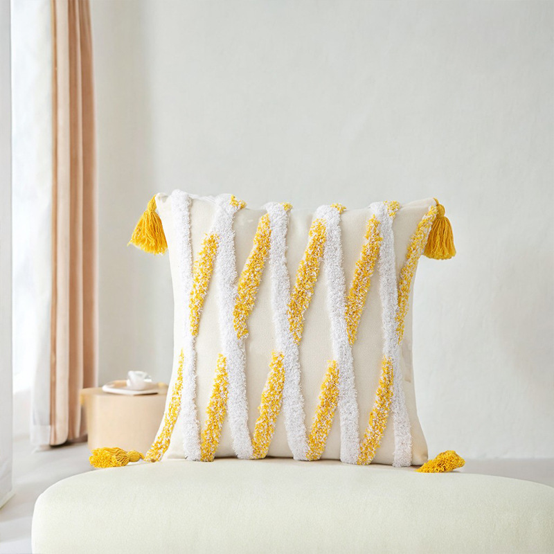 Amazon nuevo estilo bohemio Geometría Paddle Pillow Cover Cojín de estilo de borda alojamiento simple almohada de cintura