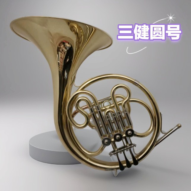 宫泽风黄铜管体乐器无铅焊接三健单排漆金一体降B调圆号乐器