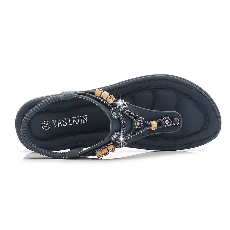 Обувь Женщины с трансграничными сандалиями крупных размеров 2025 Новые роликовые сандалии для женщин с бисером и песчаные каблуки для женщин для женщин