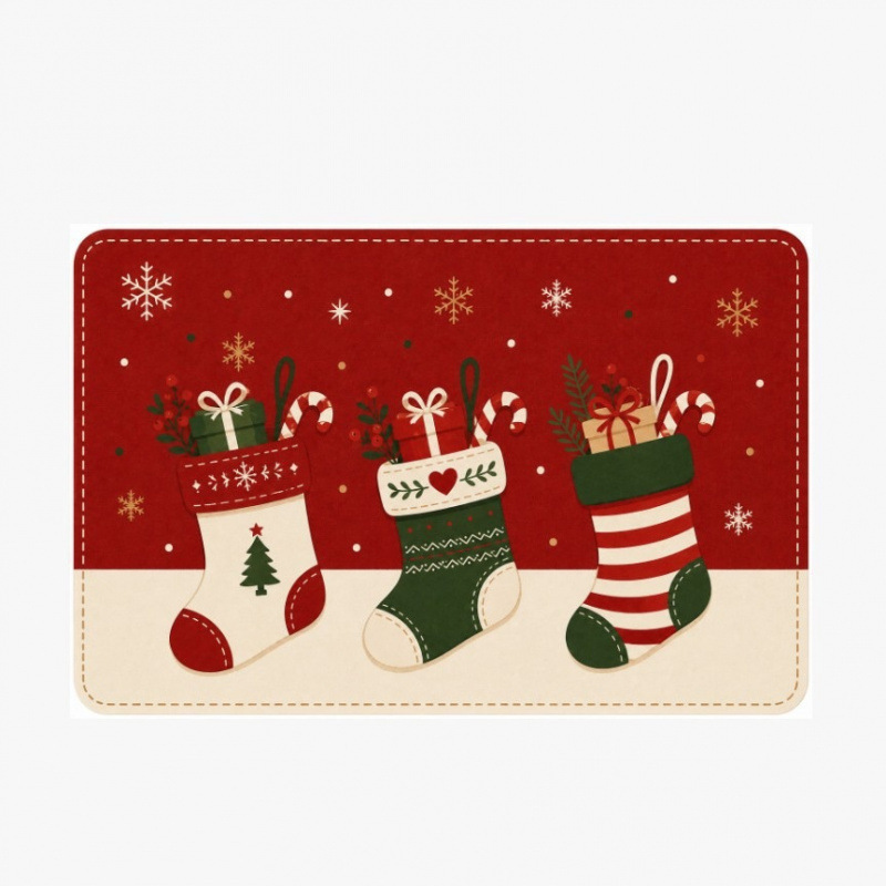 Christmas-themed doormat for the entrance, durable and stain-resistant, dust-proof, absorbent, and skin-friendly, suitable for use in the bathroom