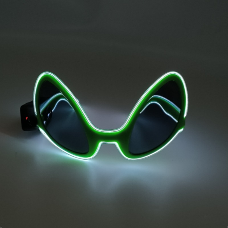 Ventas transfronterizas de gafas de luz alienígena LED fiesta props Halloween gafas de sol extrañas modelado de moda