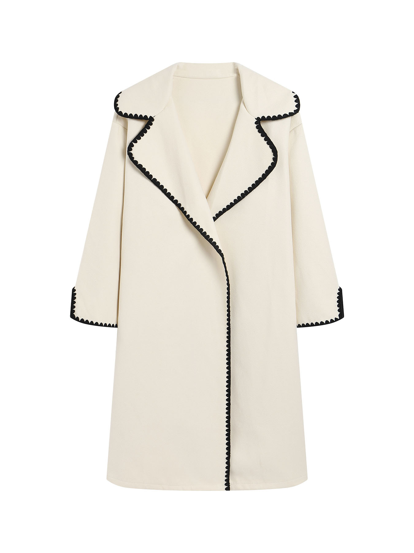 2023 Amazon autumn and winter European women's double-sided woolen long sleeve woven lapel long coat loose windbreaker coat
