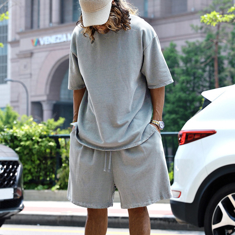 420g Weight Short Sleeve Sleeve Length Polyester Fabric Type Shorts Sets Sets Type Casual Occasion Round Neck Neckline Regular Fit Fit Type Solid Color Pattern Summer, Spring Season Men's Gender Hip-Hop Style Men's Solid Color Hip-Hop Round Neck Short Sleeve Regular Fit Men's Sets 2