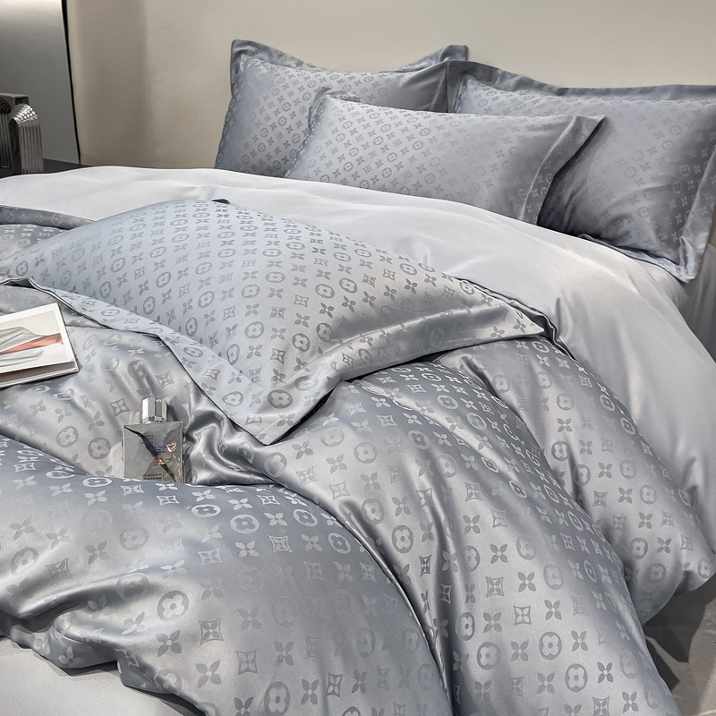 Luxury Satin Jacquard Four-Piece Set, Washed Silk, Silky Smooth Duvet Cover and Fitted Sheet, Nantong Home Textiles Bed Sheet Style