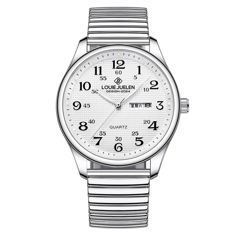 Louis Jelun comercio exterior explosión luminoso reloj de cuarzo para ancianos al por mayor cinturón de acero inoxidable reloj de pareja impermeable para hombres