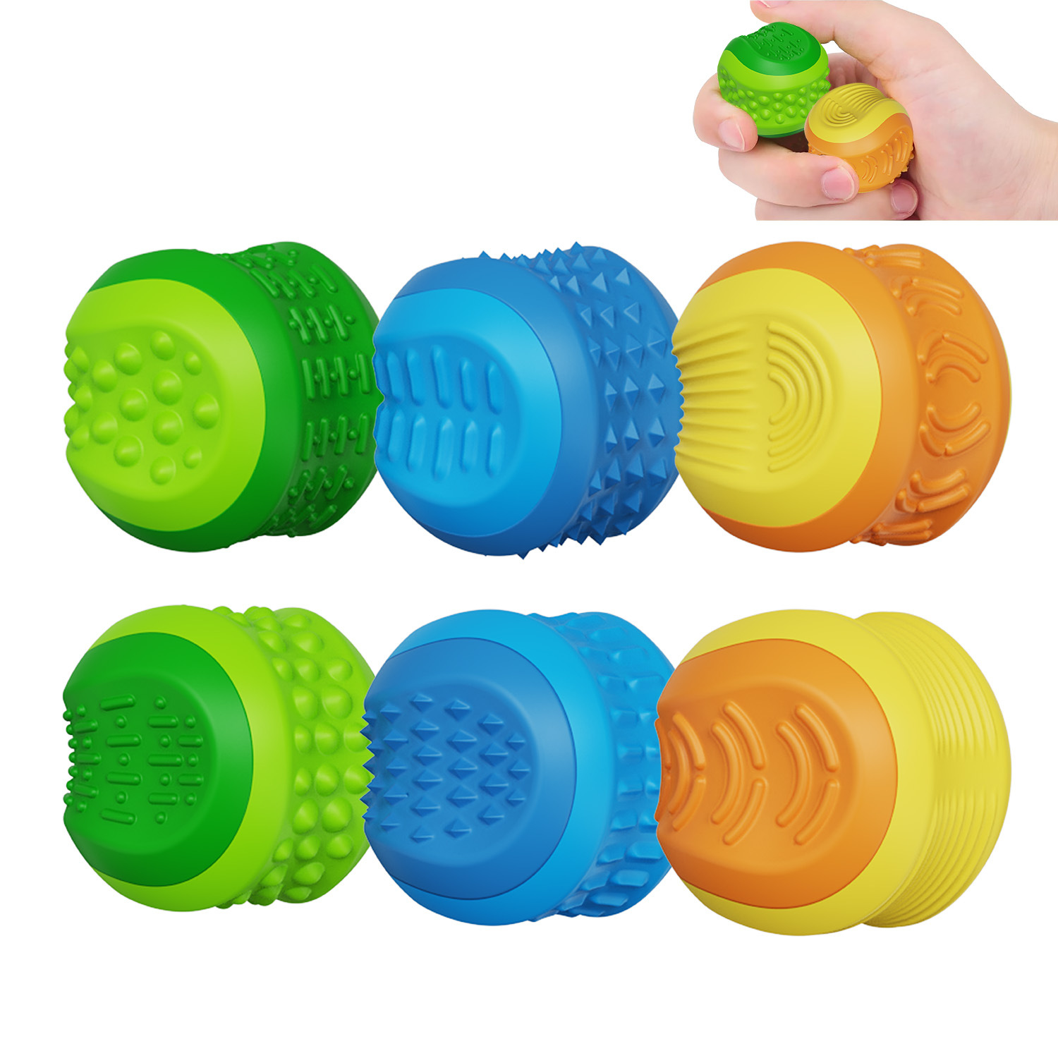 Nuevo tamiz transfronterizo para niños juguetes sensoriales de silicona juguetes sensoriales de piedra multi-texturas bola de descompresión