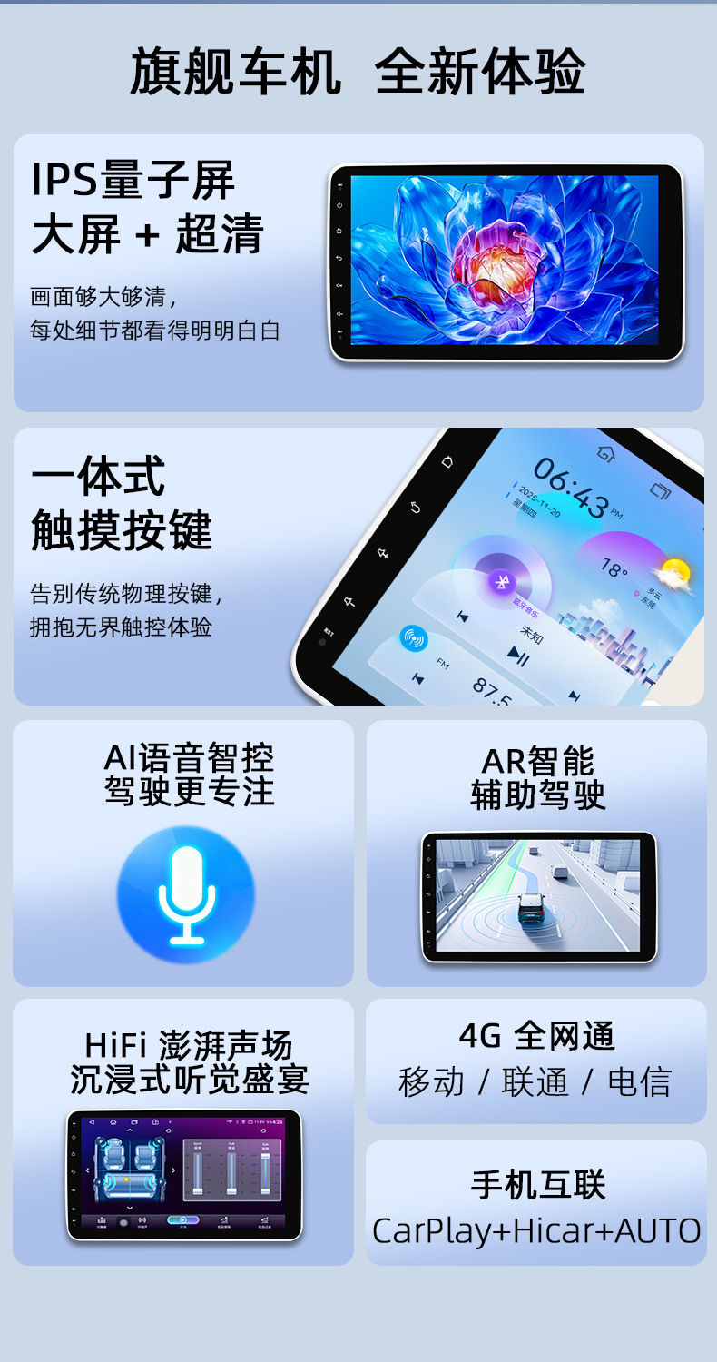 Overseas Version 10inch Dual-Spindle Electric Rotating Screen Wireless Carplay Android Car Navigation All-In-One Device Universal