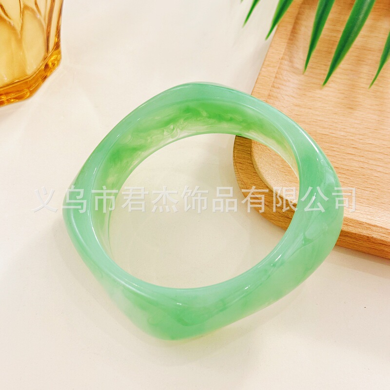 欧美几何晕染咖色树脂手镯不规则方形手环小众设计个性手饰潮批发|undefined
