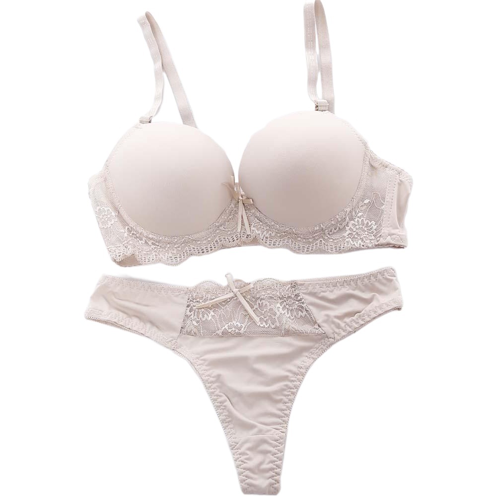 Traje de sujetador sexy de color caramelo de las mujeres traje de ropa interior Sujetador de encaje de color sólido Ding set AB taza Venta caliente