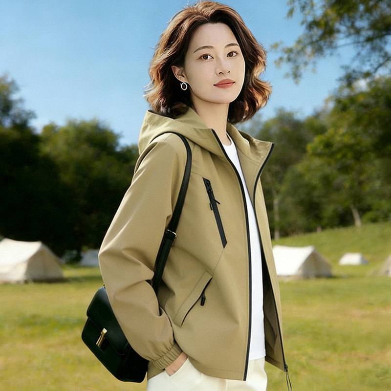 Outdoor casual style hooded jacket for women, early autumn 2026 new model, thin, fashionable, stylish, short jacket, versatile top