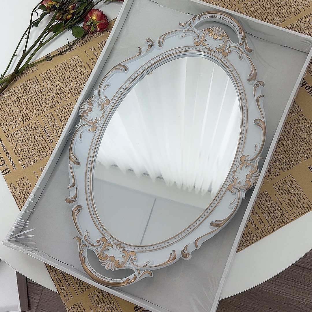 Retro retro de estilo europeo espejo de almacenamiento de la joyería tocador bandeja de la boda Internet celebridad foto accesorios decoración postre placa