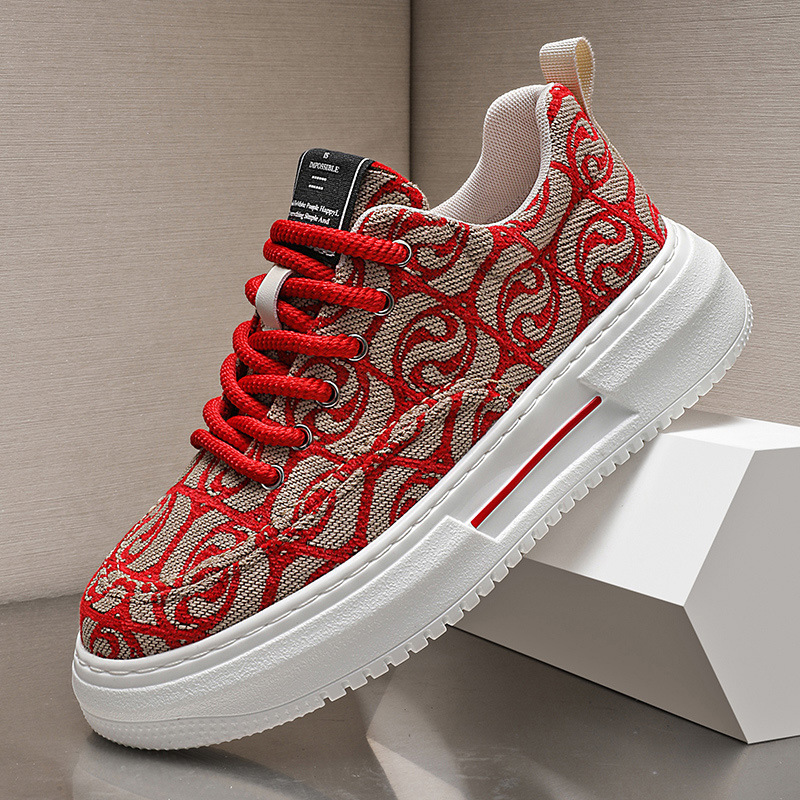 Men's Shoes Summer 2025 New Style Breathable Canvas Shoes Color Matching All-match Height Increasing Sports Casual Low-top Men's Trendy Shoes