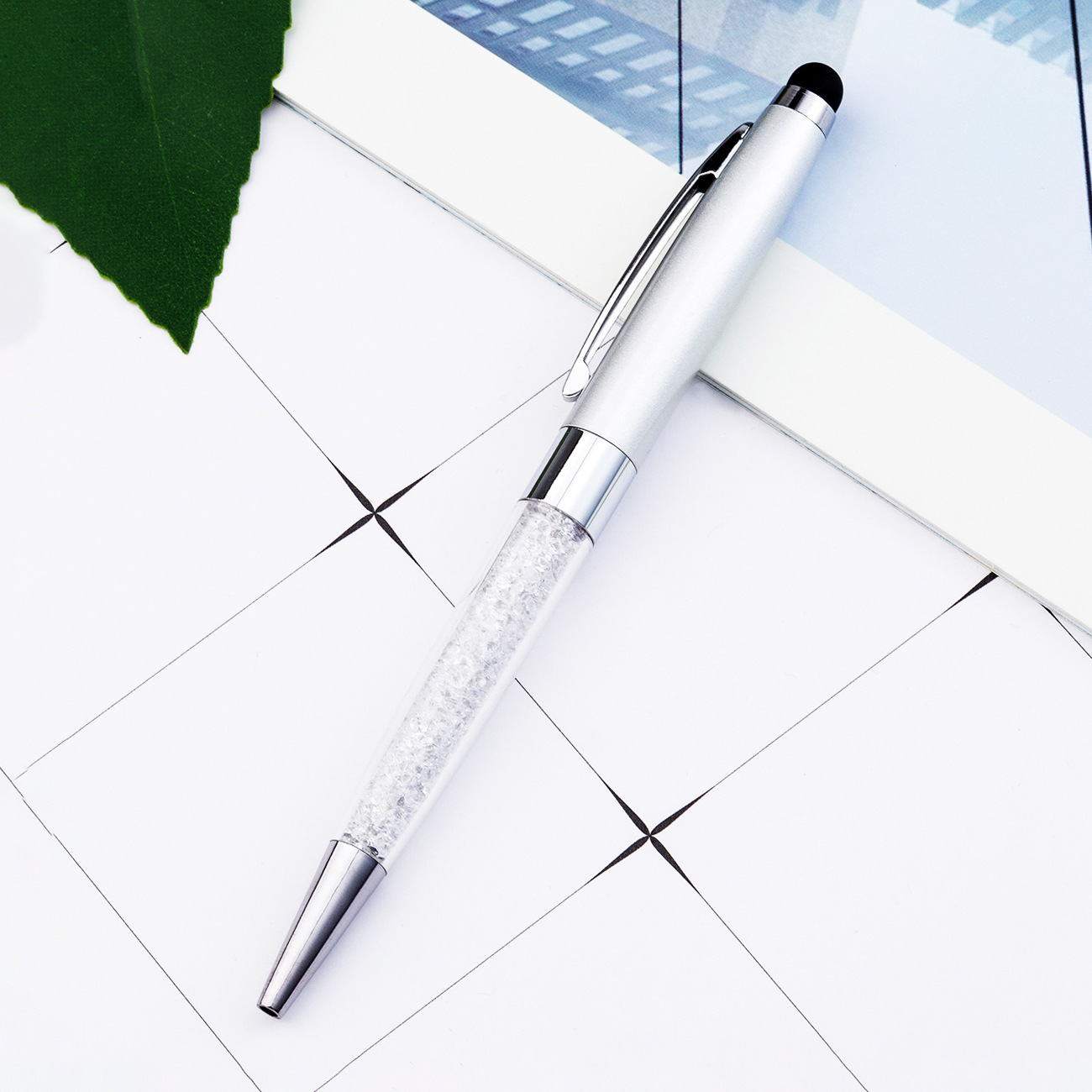 Bolígrafo de cristal de metal rotativo bolígrafo de diamante de escritura de papelería coreana bolígrafo de pantalla táctil