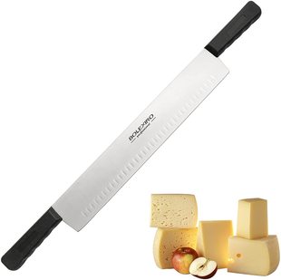 15 "Double Handle Grooved Tooth Cheese Knife, Pizza Cutter FLUTED EDGE CHEESE KNIFE