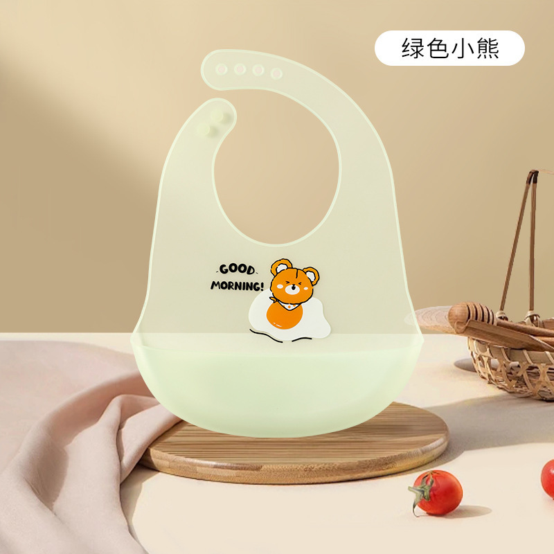 新しいベビーシリコンよだれかけ、夏の離乳食サプリメント、唾液袋、子供用の軽くて薄い防水よだれかけ|undefined