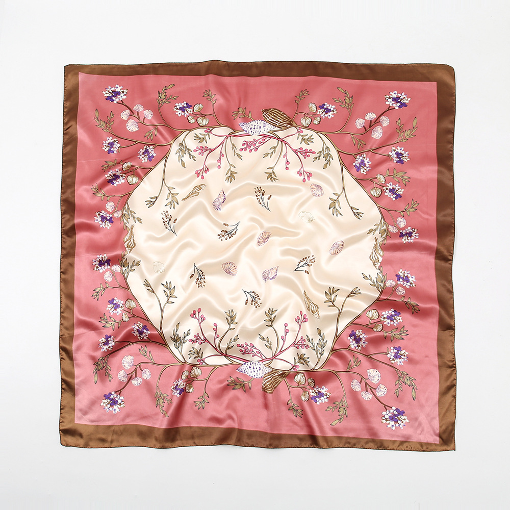 Women's Basic Lady Simple Style Flower Satin Printing Silk Scarf display picture 3