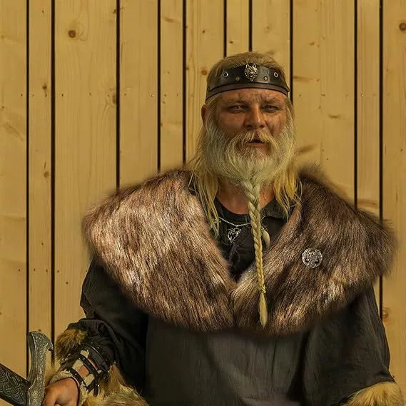 Костюм воина с искусственным меховым воротником и шалью в стиле «Игра престолов» для трансграничной внешней торговли на Хэллоуин, средневековый стиль Amazon