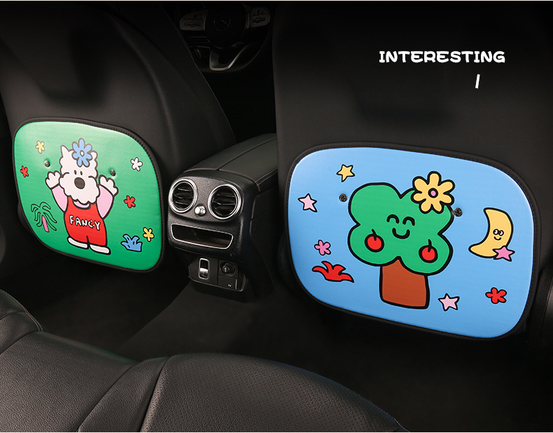Cute Cartoon Car Seat Back Anti-Kick Pad for Women, Car Seat Back Anti-Dirt Pad, Rear Seat Anti-Kick Pad for Children