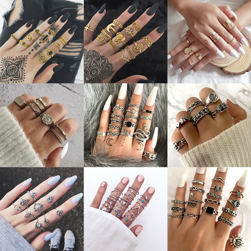 Кольцо с цепочкой в стиле Retro Flowered, солнечная подсветка, европейский стиль, устойчива к вы_COLOR_redaction_ fade- resistant, регулируемая