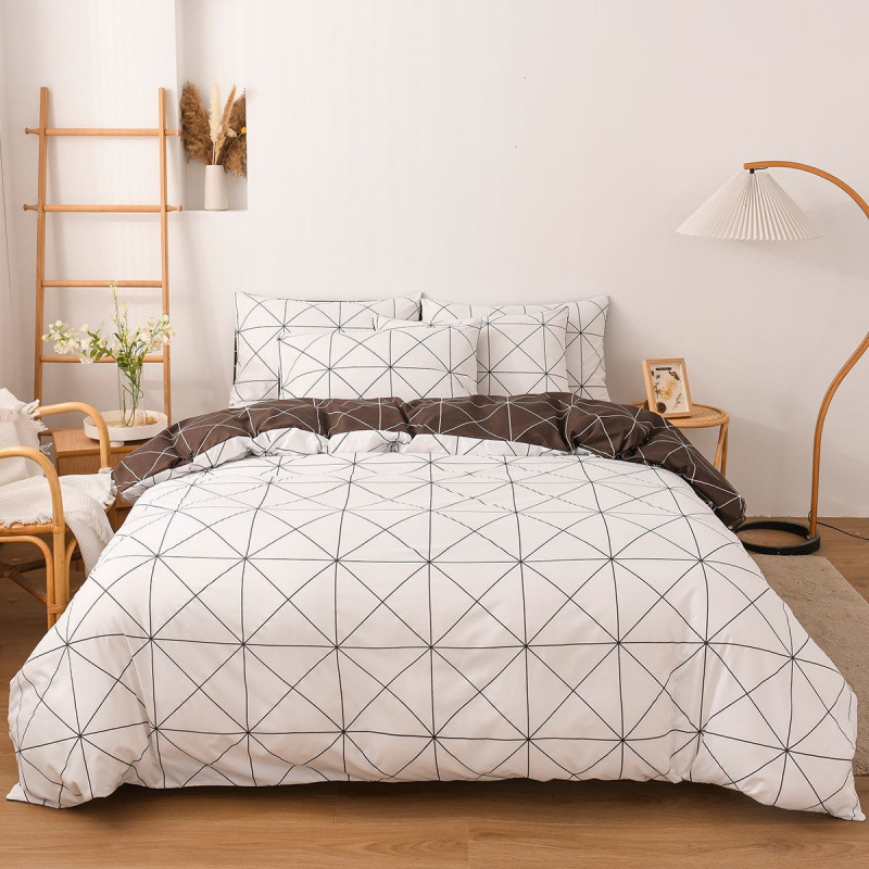 Impresión de viento simple en la cama de cuatro piezas sábanas cubierta Jiangsu Nantong fábrica de ropa de cama textil dormitorio