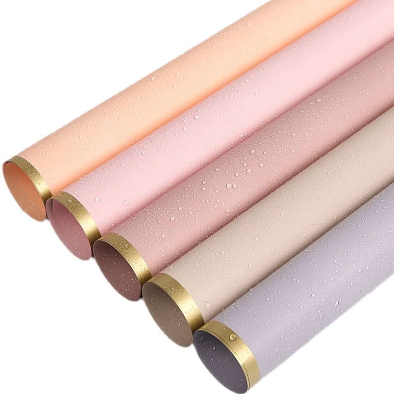 Papel de regalo para flores Tangde, papel Ouya grueso impermeable con bordes dorados, se une a materiales de embalaje para flores de tienda de flores con bordes dorados