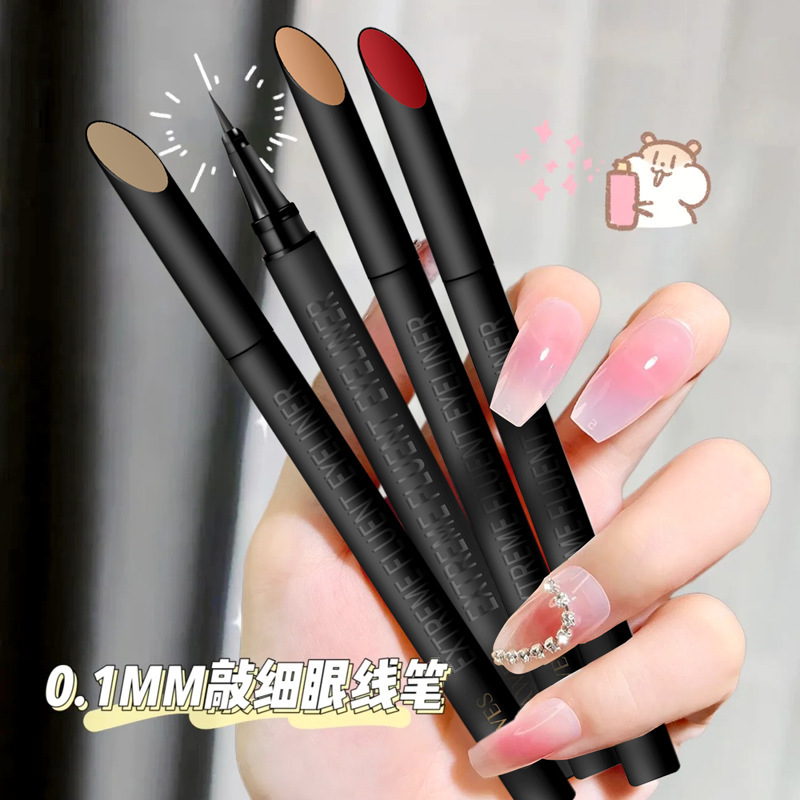 El delineador de ojos no se quita el maquillaje, no se mancha, impermeable y resistente al sudor, punta de lápiz extremadamente fina, delineador de ojos de viento, imprescindible para principiantes