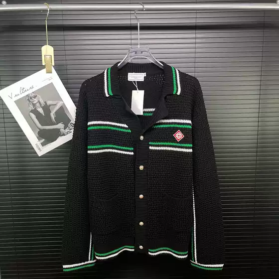 European and American Cross-border Ca Cardigan Knitted Long Sleeve Pearl Button Chest Embroidery High Version Coat Sweater