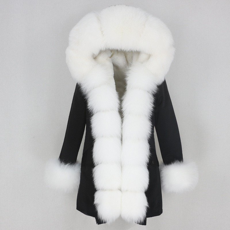 Women's Clothing Winter Parka For Women With Detachable Fox Fur Collar Lining Fashionable Warm Ladies Mid Length Coat_voghion.com