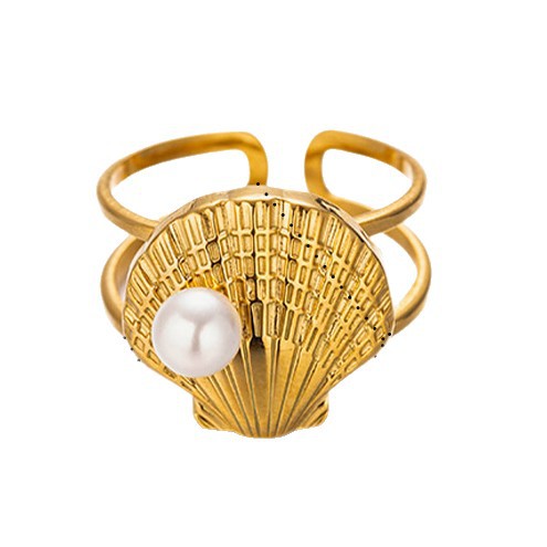 Anillo de acero inoxidable europeo y americano de diseño de nicho femenino conchas anillo de moda para mujeres joyerías