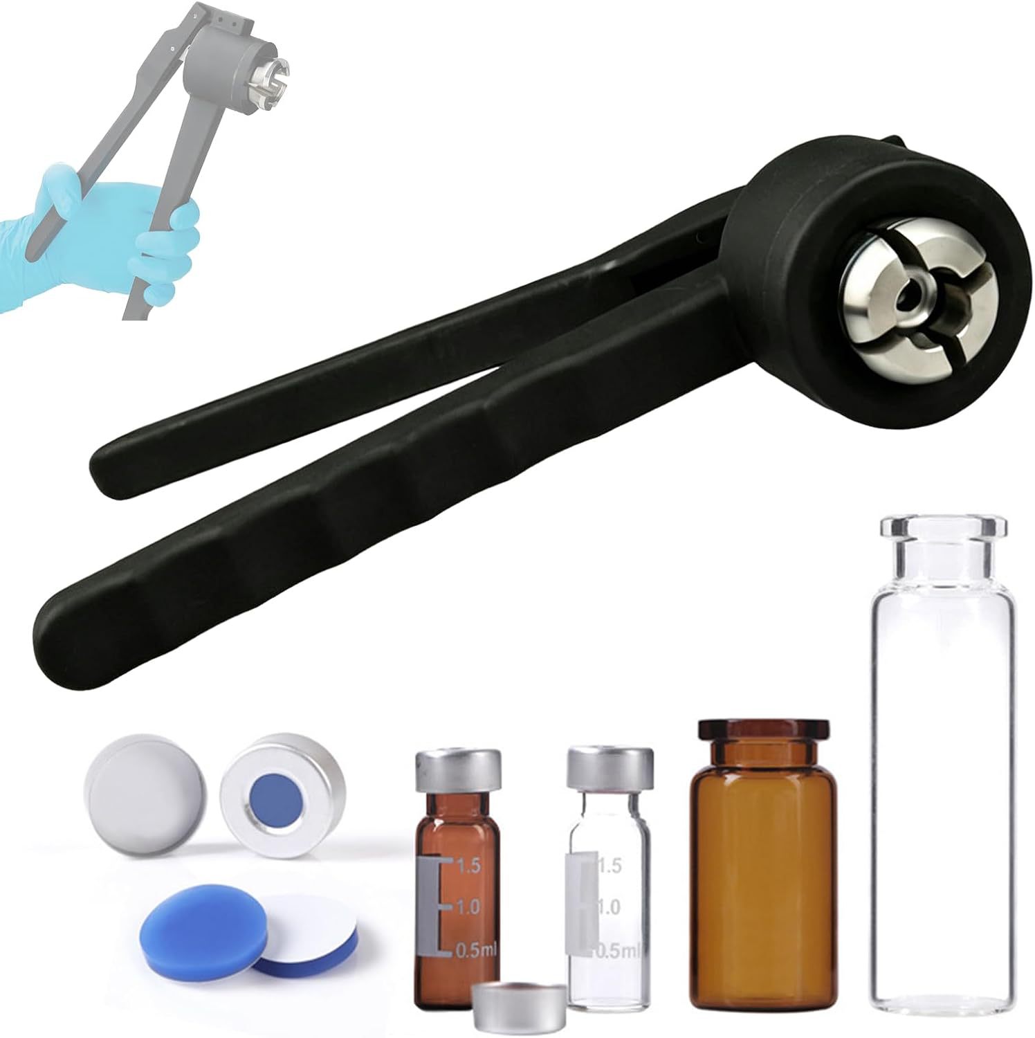 Miyerva 20mm Vial Crimper - 20mm Diameter All-Aluminum Flip-Off Cap | Adjustable