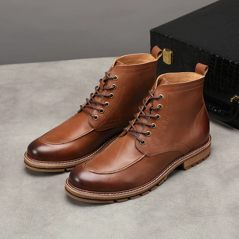 Новые цветные ботинки Martin с высоким берцем в стиле ретро, британские модные ботинки для спецодежды, модные сапоги из воловьей кожи с круглым носком для мужчин