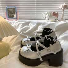 蝴蝶结粗高跟小皮鞋女2025夏季新款日系jk增高法式百搭玛丽珍单鞋