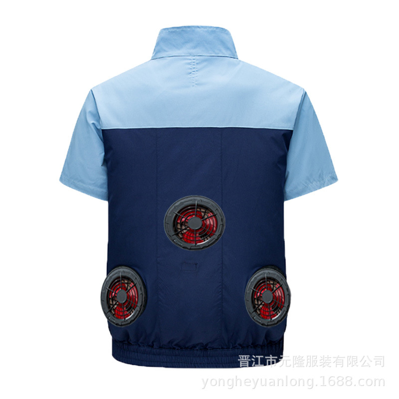 Traje transfronterizo de aire acondicionado de enfriamiento de verano con ventilador, herramientas de refrigeración, ropa de ventilador de prevención de insolación al aire libre, ropa de seguro laboral para hombres, ropa de trabajo